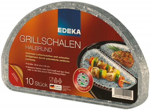 Edeka Alu Grillschalen halbrund 10ST