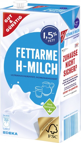 G&G Haltbare Vollmilch 1,5% Fettgehalt 1 Liter